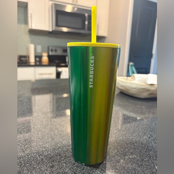 NWT STARBUCKS LIME SPECKLE STAINLESS STEEL COLD CUP VENTI - Picture 2 of 3